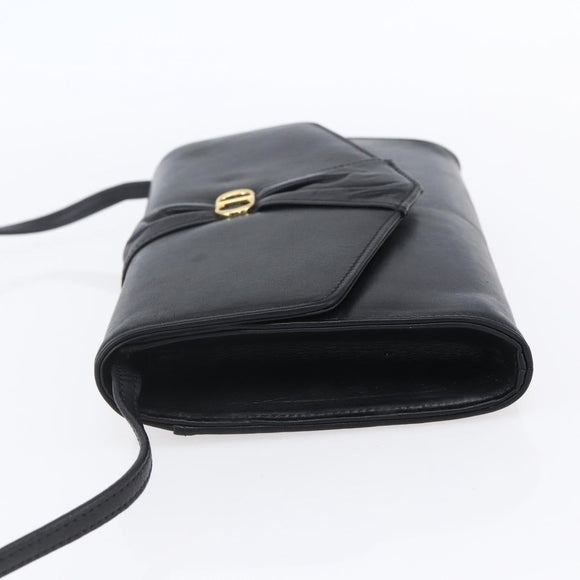 Christian Dior Shoulder Bag Leather Black Gold Auth ep11826