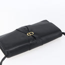 Christian Dior Shoulder Bag Leather Black Gold Auth ep11826-6