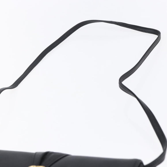 Christian Dior Shoulder Bag Leather Black Gold Auth ep11826