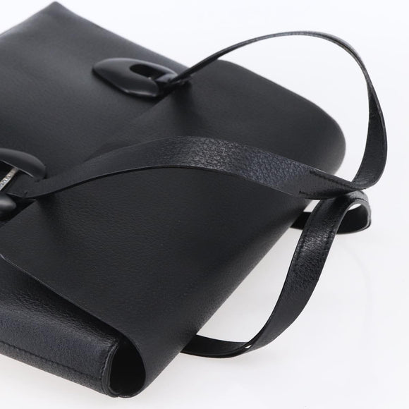 GUCCI Hand Bag Leather Outlet Black Auth ep11833