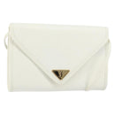 SAINT LAURENT Shoulder Bag Leather White Gold Auth ep11836-1