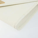 SAINT LAURENT Shoulder Bag Leather White Gold Auth ep11836-9