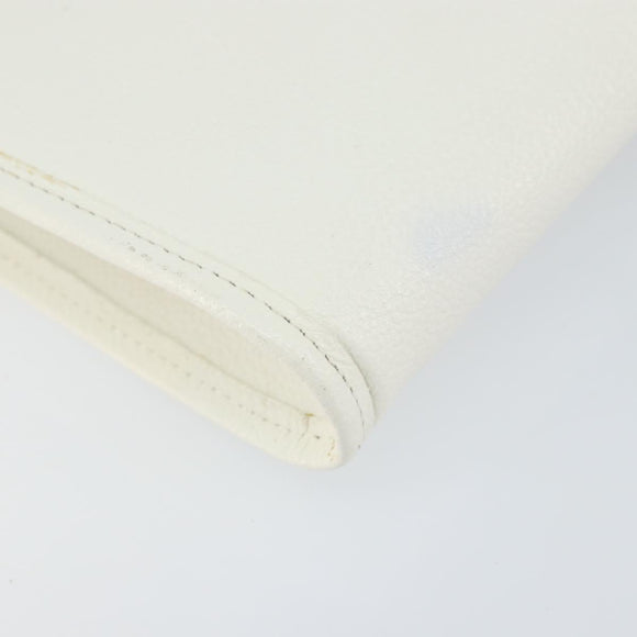 SAINT LAURENT Shoulder Bag Leather White Gold Auth ep11836