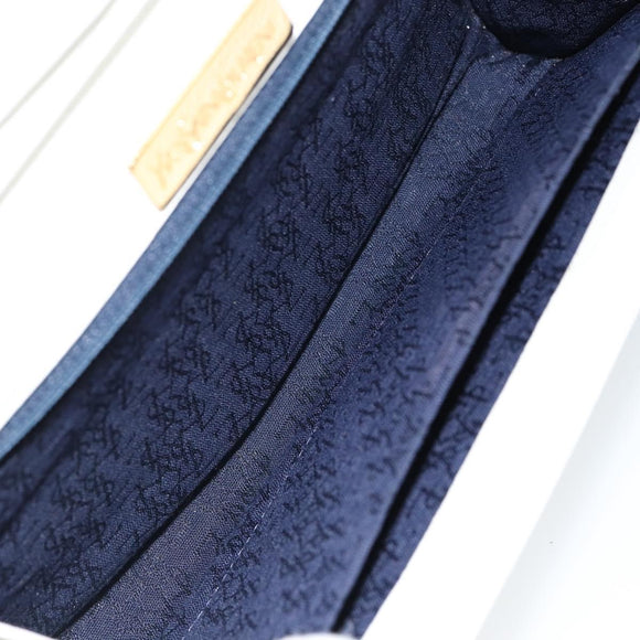 SAINT LAURENT Shoulder Bag Leather White Gold Auth ep11836