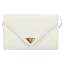 SAINT LAURENT Shoulder Bag Leather White Gold Auth ep11836-13
