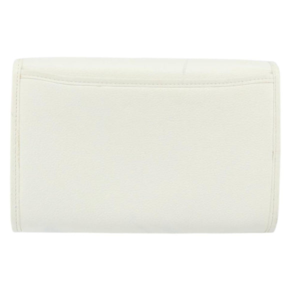 SAINT LAURENT Shoulder Bag Leather White Gold Auth ep11836