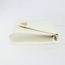 SAINT LAURENT Shoulder Bag Leather White Gold Auth ep11836-3