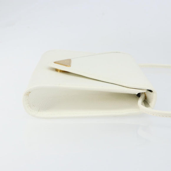 SAINT LAURENT Shoulder Bag Leather White Gold Auth ep11836