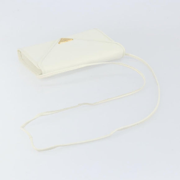 SAINT LAURENT Shoulder Bag Leather White Gold Auth ep11836