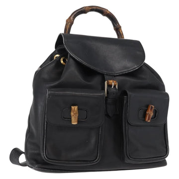 GUCCI Bamboo Backpack Leather Black Gold 003 2058 0016 Auth ep11837