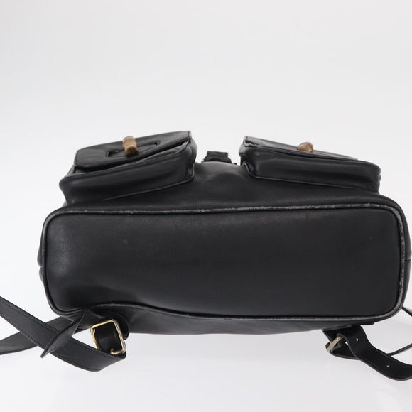 GUCCI Bamboo Backpack Leather Black Gold 003 2058 0016 Auth ep11837