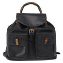 GUCCI Bamboo Backpack Leather Black Gold 003 2058 0016 Auth ep11837-13
