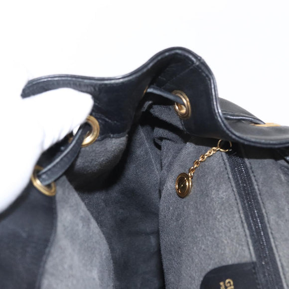 GUCCI Bamboo Backpack Leather Black Gold 003 2058 0016 Auth ep11837