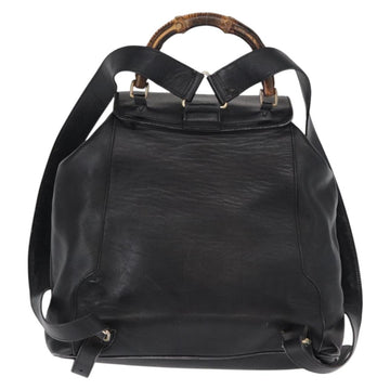 GUCCI Bamboo Backpack Leather Black Gold 003 2058 0016 Auth ep11837 - 0