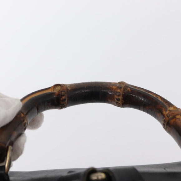 GUCCI Bamboo Backpack Leather Black Gold 003 2058 0016 Auth ep11837