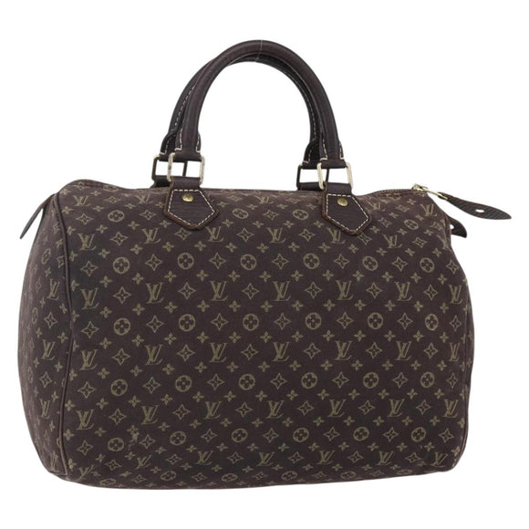 LOUIS VUITTON Monogram Mini Lin Speedy 30 Bag Brown Ebene M95224 Auth ep11838