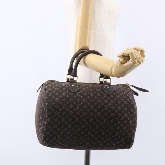 LOUIS VUITTON Monogram Mini Lin Speedy 30 Bag Brown Ebene M95224 Auth ep11838