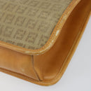 FENDI Zucchino Canvas Shoulder Bag Beige Gold Auth ep11839-8