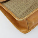 FENDI Zucchino Canvas Shoulder Bag Beige Gold Auth ep11839-15