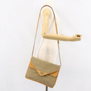 FENDI Zucchino Canvas Shoulder Bag Beige Gold Auth ep11839-24