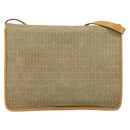 FENDI Zucchino Canvas Shoulder Bag Beige Gold Auth ep11839-2