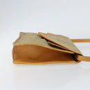 FENDI Zucchino Canvas Shoulder Bag Beige Gold Auth ep11839-3