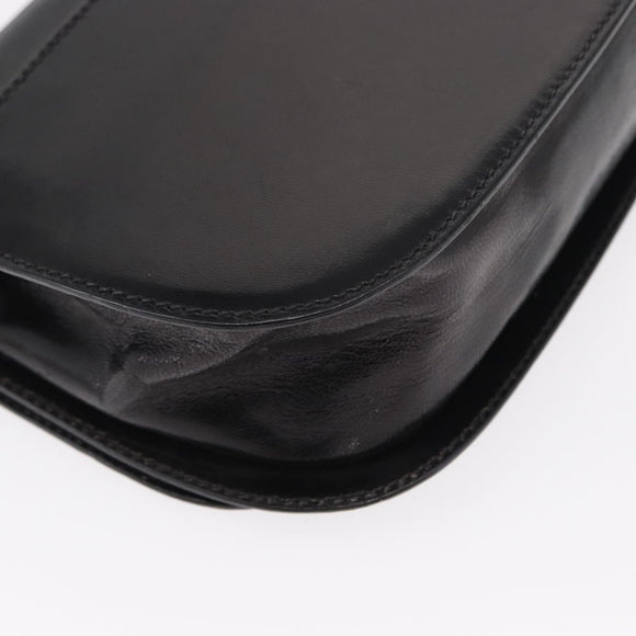 PRADA Hand Bag Leather Black Silver Auth ep11842