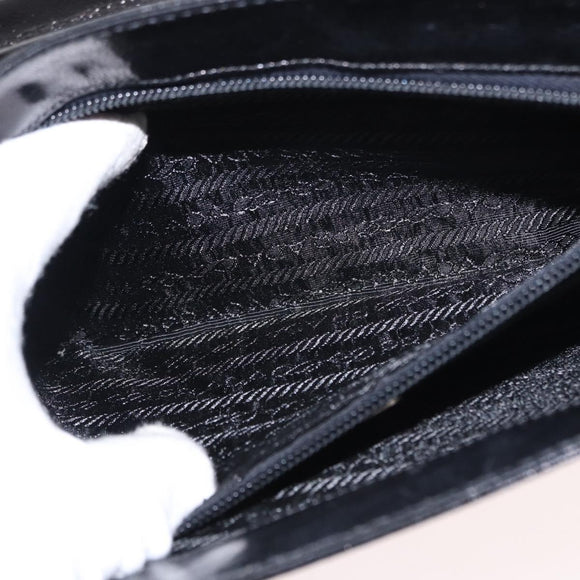 PRADA Hand Bag Leather Black Silver Auth ep11842