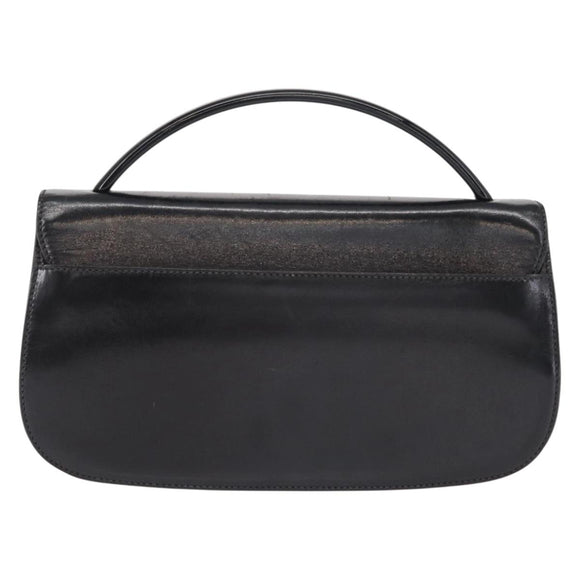 PRADA Hand Bag Leather Black Silver Auth ep11842