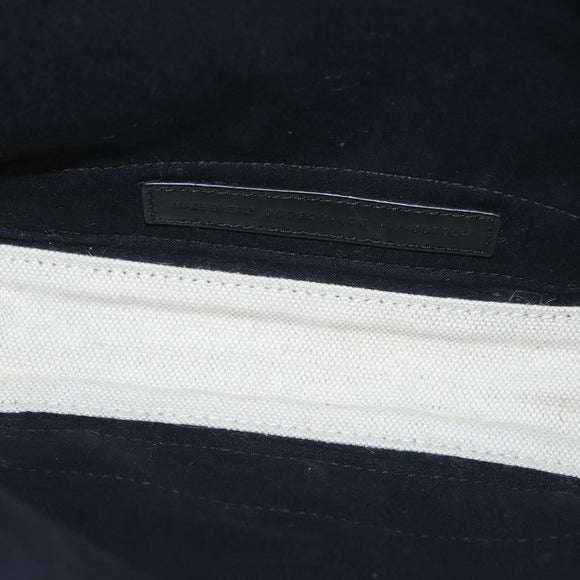 BALENCIAGA Navy Cabas Hand Bag Canvas 2way White Black 390346 Auth ep11845