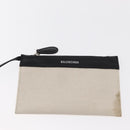 BALENCIAGA Navy Cabas Hand Bag Canvas 2way White Black 390346 Auth ep11845-11