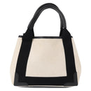 BALENCIAGA Navy Cabas Hand Bag Canvas 2way White Black 390346 Auth ep11845-2