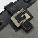 GUCCI Hand Bag Canvas Leather Gray Gold Auth ep11846-17