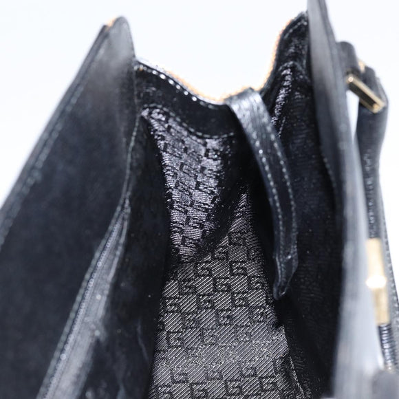 GUCCI Hand Bag Canvas Leather Gray Gold Auth ep11846