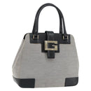 GUCCI Hand Bag Canvas Leather Gray Gold Auth ep11846-1