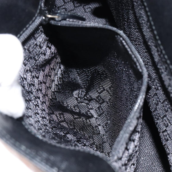 GUCCI Hand Bag Canvas Leather Gray Gold Auth ep11846