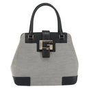 GUCCI Hand Bag Canvas Leather Gray Gold Auth ep11846-13