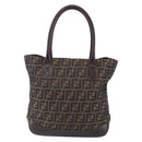 FENDI Zucca Canvas Tote Bag Black Brown Auth ep11847-2