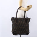 FENDI Zucca Canvas Tote Bag Black Brown Auth ep11847-21
