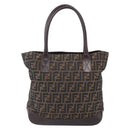FENDI Zucca Canvas Tote Bag Black Brown Auth ep11847-3