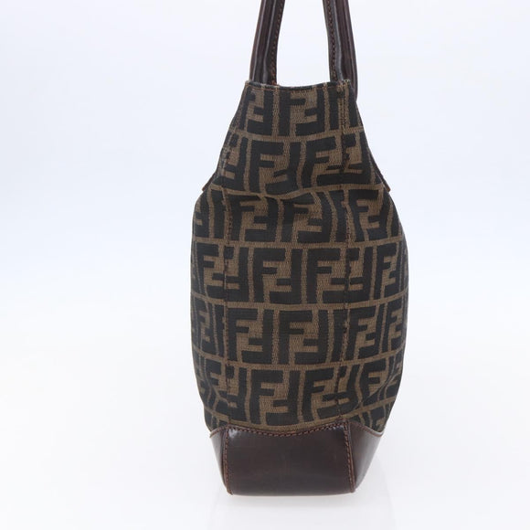 FENDI Zucca Canvas Tote Bag Black Brown Auth ep11847