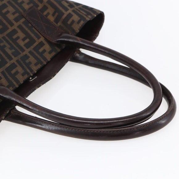 FENDI Zucca Canvas Tote Bag Black Brown Auth ep11847