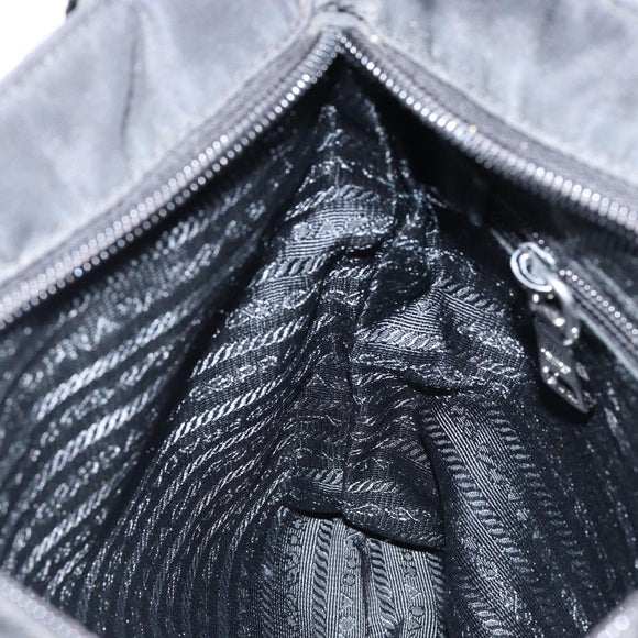 PRADA Shoulder Bag Nylon Black Silver Auth ep11849