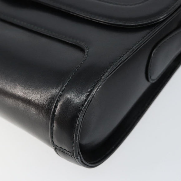 GUCCI Shoulder Bag Leather Black Gold 001 256 1161 Auth ep11851