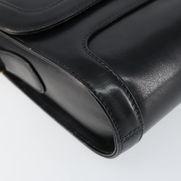 GUCCI Shoulder Bag Leather Black Gold 001 256 1161 Auth ep11851