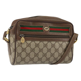 GUCCI GG Supreme Web Sherry Line Bag PVC Beige Gold 56 02 087 Auth ep11853