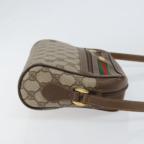 GUCCI GG Supreme Web Sherry Line Bag PVC Beige Gold 56 02 087 Auth ep11853