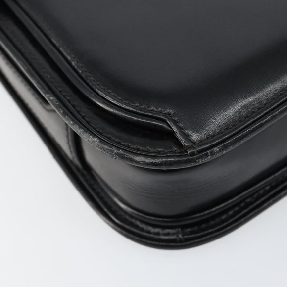 GUCCI Shoulder Bag Leather Black Gold Auth ep11854