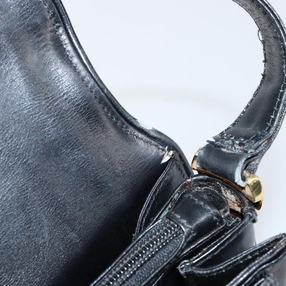 GUCCI Shoulder Bag Leather Black Gold Auth ep11854