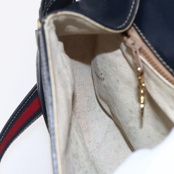 GUCCI Micro GG Supreme Sherry Line Shoulder Bag PVC Blue Gold Auth ep11855